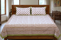 Queen Size Cotton Floral Printed Bedsheet with 2 Pillow Covers | 86 x 104 Inches | White, Rust & Olive Green