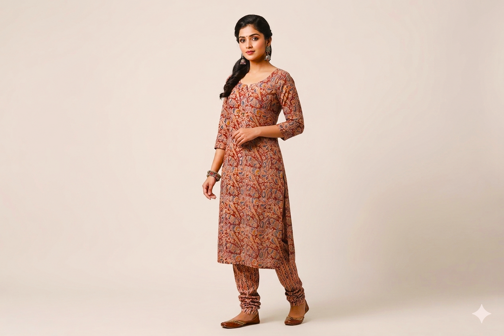 Rustic Melody Kalamkari Cotton Churidar Top Material