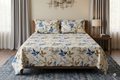 Elegant Blue Floral Queen Size Bedsheet Set