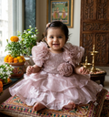 Baby Girls Pink Fancy Frock – Elegant Party Wear Dress