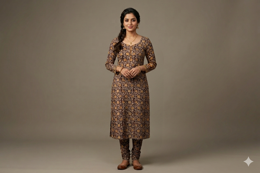 Maroon Floral Kalamkari Print Cotton Churidar Material – 44 Inch Width | 2.5 Meter Top Fabric