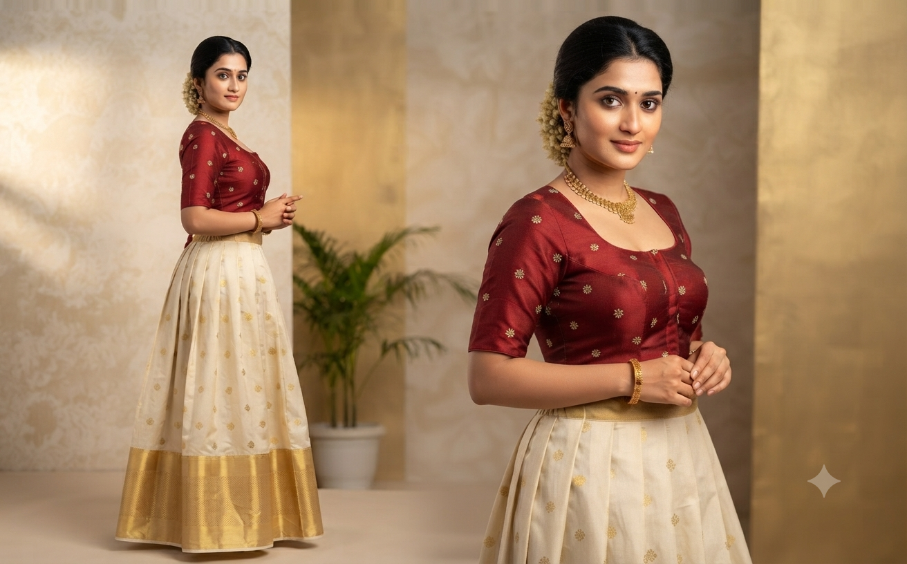 Women's Maroon Chanderi Silk Front Open Saree Blouse | Readymade Padded Blouse with Elbow Sleeves