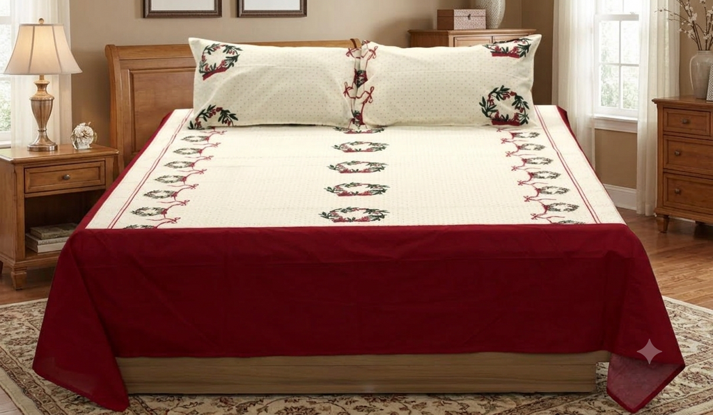 King Size Christmas Printed Bedspread – 100×110 Inches