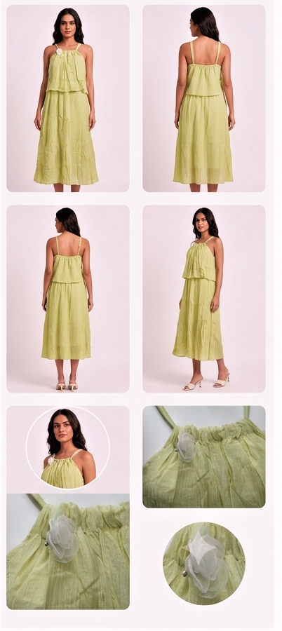Imported Free Size Women's Sleeveless Layered Maxi Frock – Light Pistachio Green |  Comfortable Casual Dress