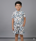 Boys Tropical Leaf Print Co-Ord Set – Half Sleeve Shirt & Shorts Matching Outfit