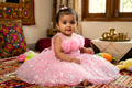 Pink Fancy Baby Girl Frock with Floral Sequin Embroidery