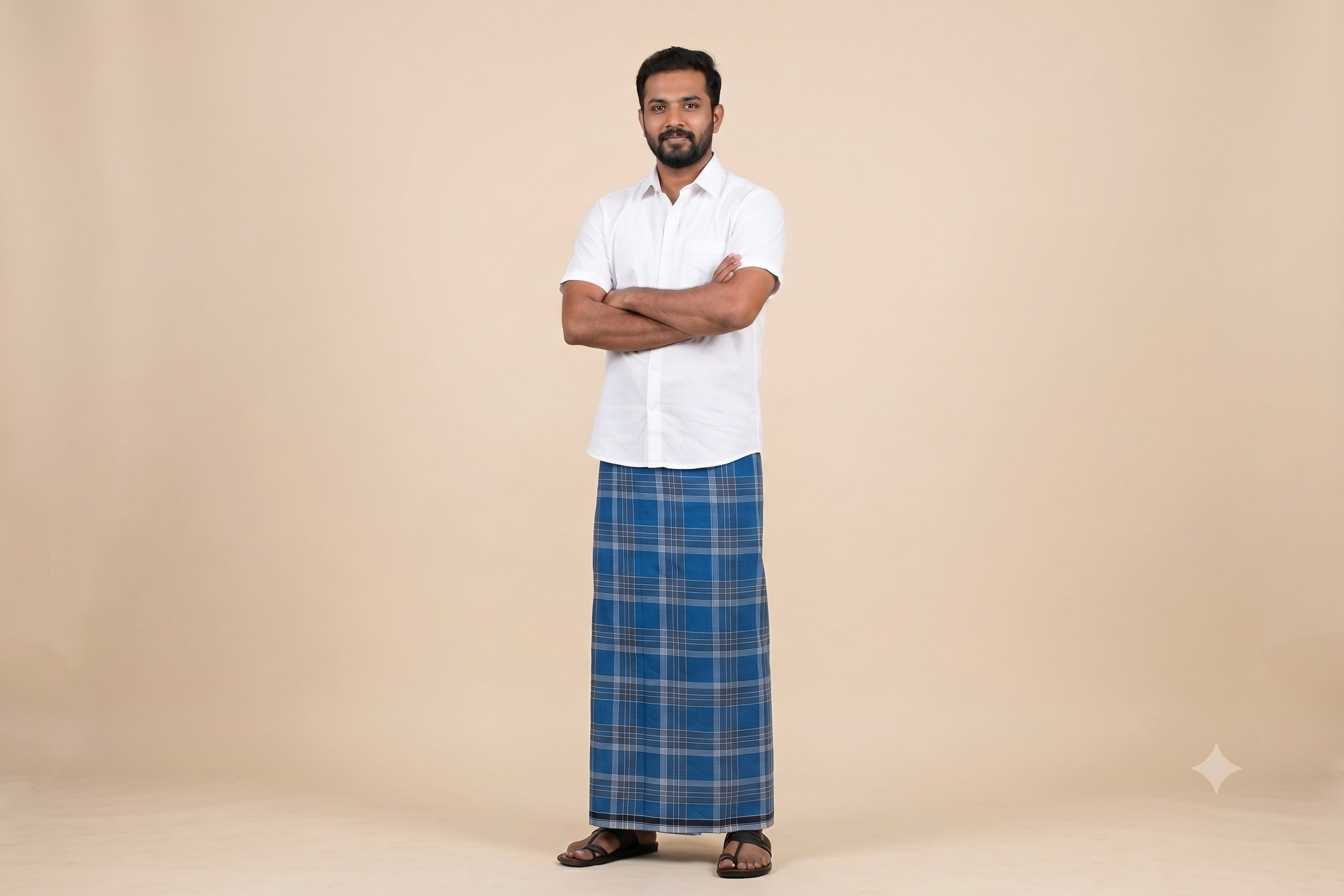 Classic Blue Checked Breathable Cotton Kaili/Lungi (2.10m)