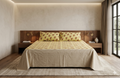 Golden Blossom King Size Bedspread Set with Matching Pillow Covers