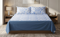 Premium Queen Size Cotton Bedsheet with 2 Pillow Covers – Blue Floral Vine Print