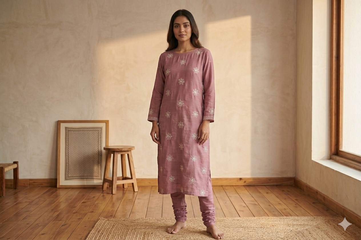 Rosewood Bloom mull chandari  Dress Material Set