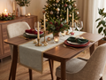 Elegant Beige Table Runner with Golden Lace Border – 125 × 35 cm