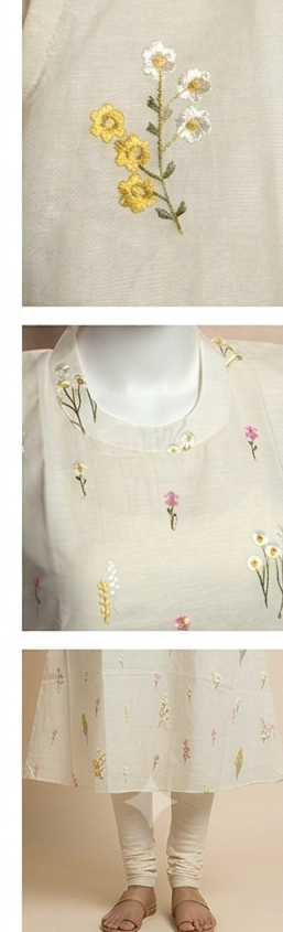 Women's Floral Embroidered Sleeveless Churidar Top | Cotton Blend Kurti Top | Top Only | Sleeve Fabric Included