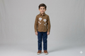 Kids Brown Floral Embroidered Full Sleeve Shirt