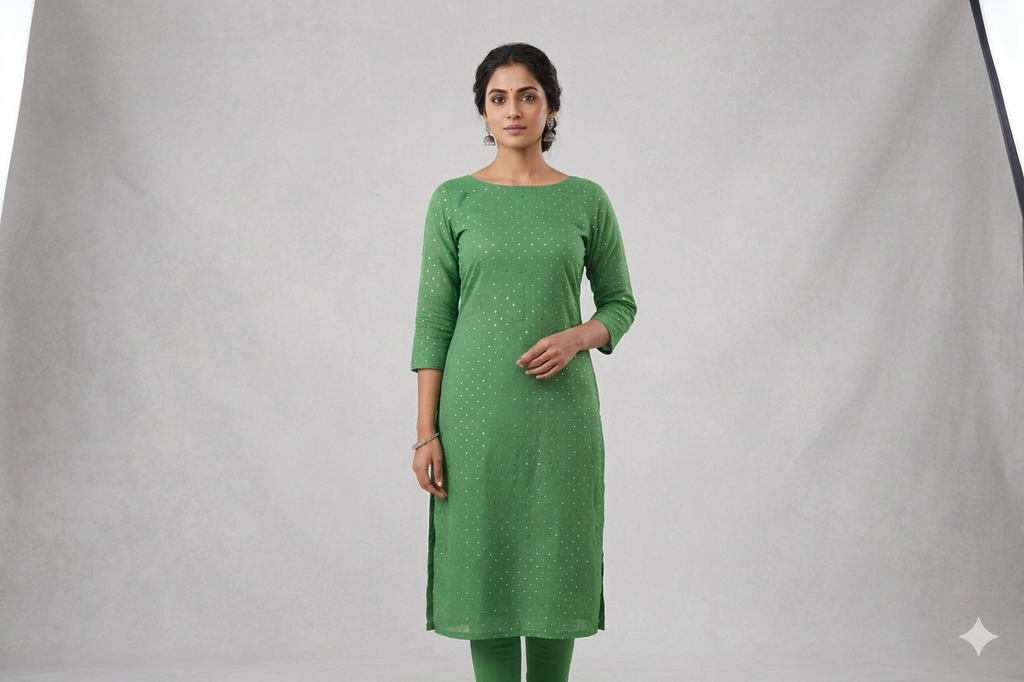 MUL CHNDARI Green Sequin Work Dress Material – 44 Inch Width | 2.5 Meter Top Fabric