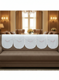 White Chair Back Cover Set (5 Seater) with Pink Floral Embroidery & Lace Border