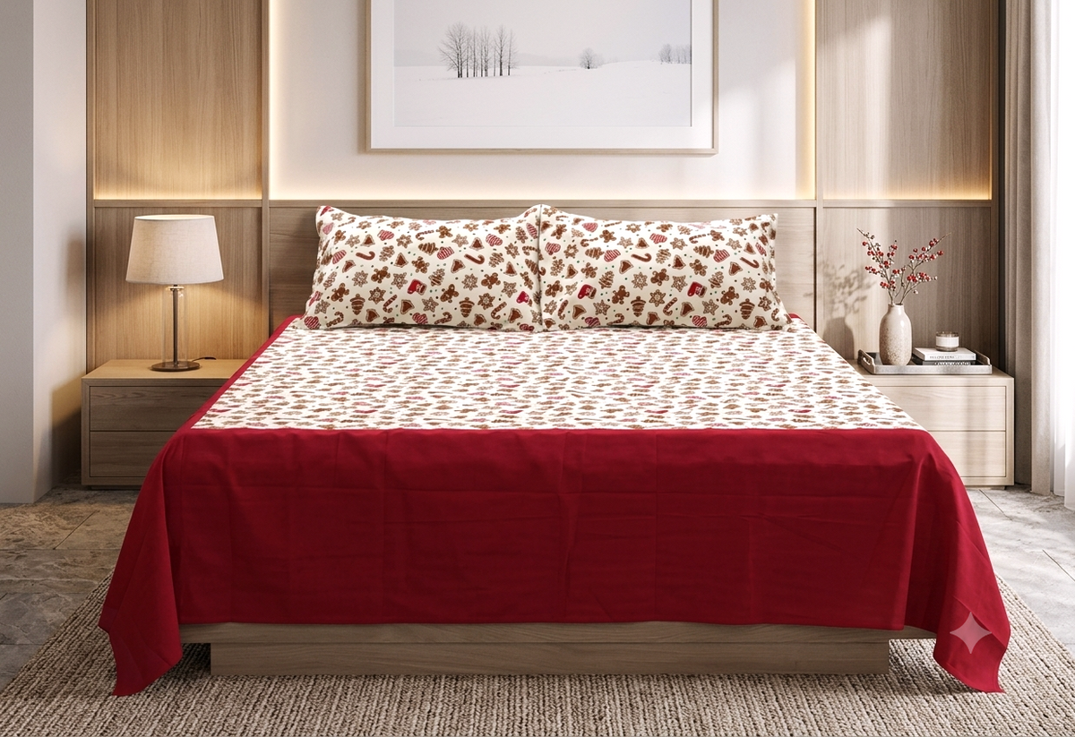 King Size Christmas Printed Bedspread – 100×110 Inches