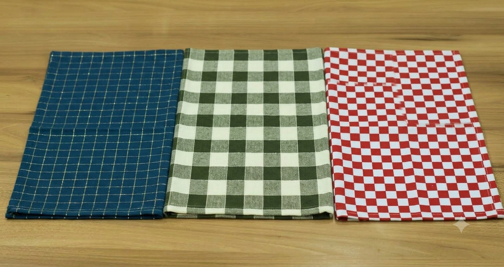Checkered Kitchen Towels Set of 3 | Cotton Kitchen Towels