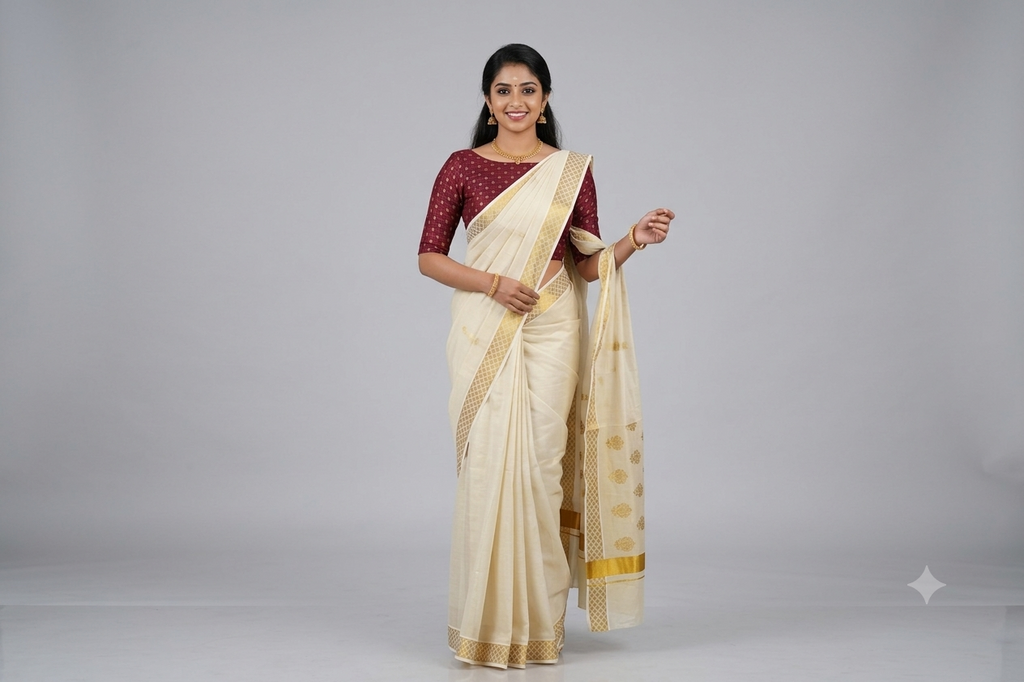 Maroon Brocade Silk Fabric for Blouse & Midi | Gold Woven Butta Design |