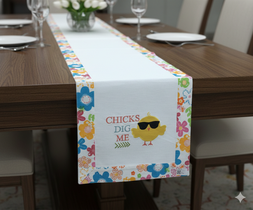 Cute Chick Floral Table Runner - 130 x 35 cm - Main Product Image - Floral - Nushio