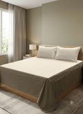 King Size Cotton Bedspread with Pillow Covers – Elegant Ivory & Taupe Geometric Design | Bedspread Set