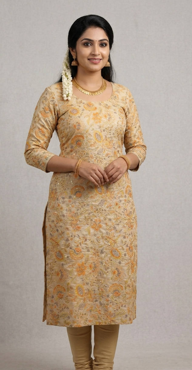 Foil Eri Silk Floral Print Embroidery Dress Material – 2.5 Mtr