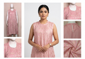 Women's Pink Foil Print Sleeveless Churidar a line Top with Sleeve Material | Ethnic Kurti Top Only