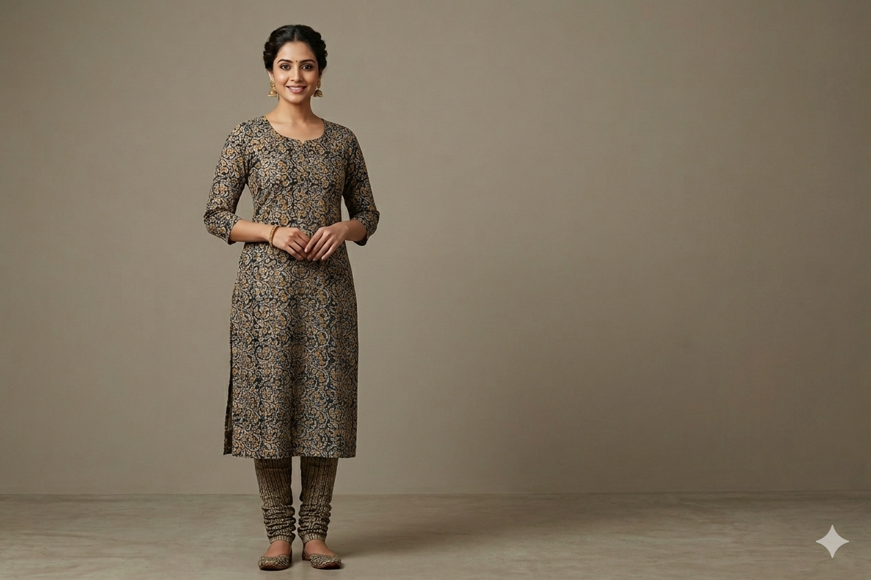 Kalamkari Print Cotton Churidar Material – 2.5 Meter Top Fabric | 44" Width | Cotton Dress Material