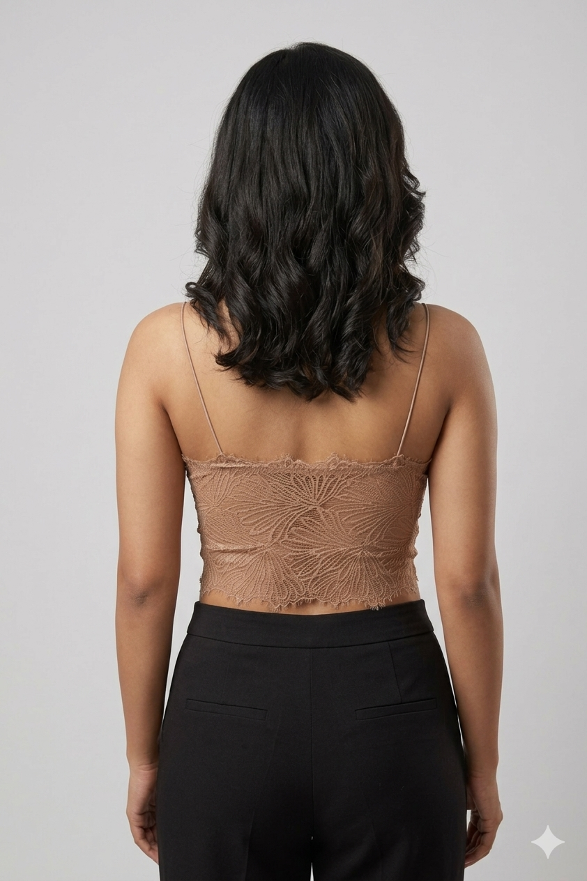 Women’s Floral Lace Padded Crop Top Bra – Soft Stretch Bralette Camisole