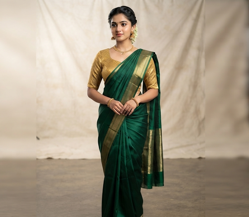 Golden Checkered Brocade Padded Front-Open Readymade Saree Blouse with Dori Tie-Up