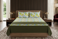 King Size Lemon Blossom Printed Bedsheet with 2 Pillow Covers | Fresh Citrus & Tile Pattern Design