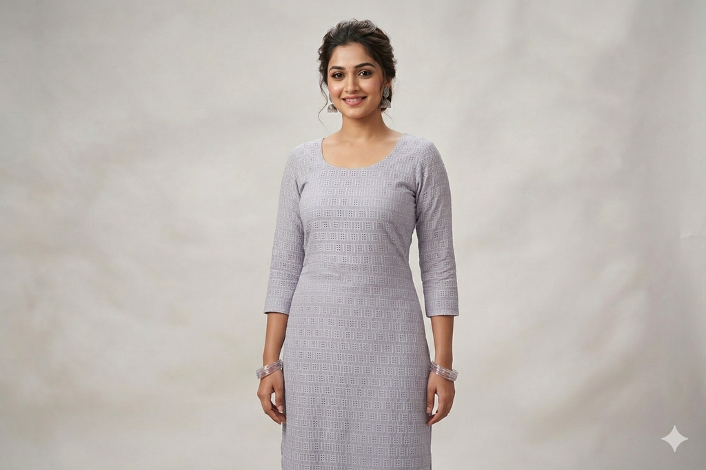 Lavender Textured Cotton Dress Material – 44" Width | Top 2.50 M
