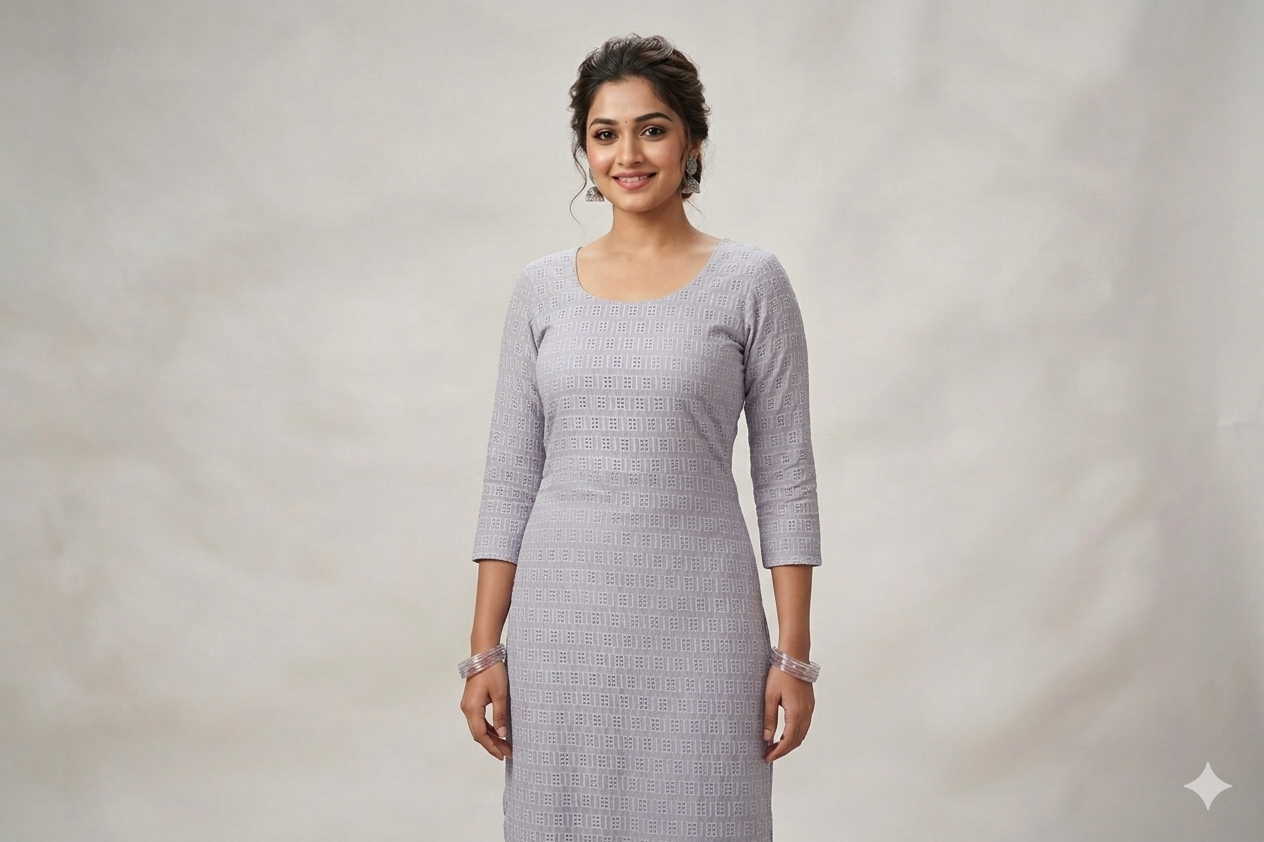 Lavender Textured Cotton Dress Material – 44" Width | Top 2.50 M