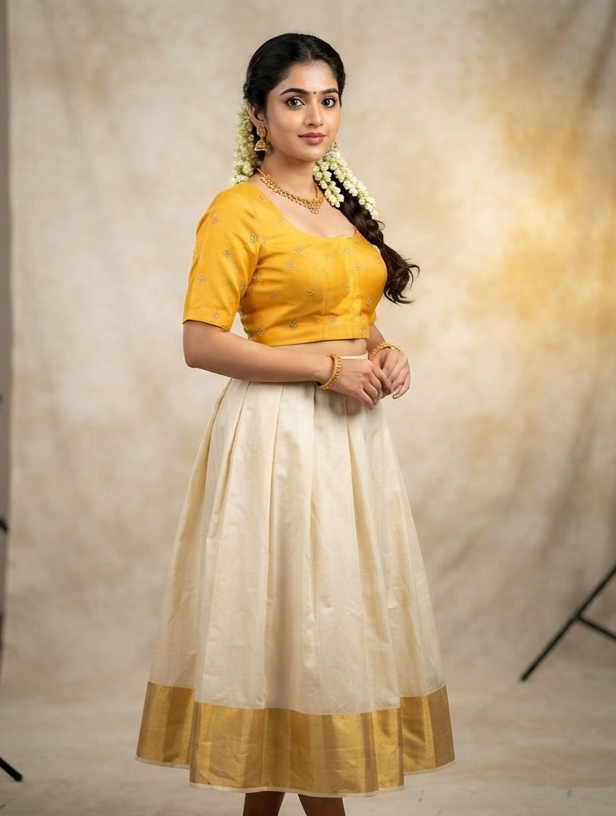 Mustard Yellow Chanderi Silk Front Open Readymade Blouse for Saree & Midi | Elegant Embroidered Blouse