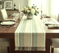 Striped Cotton Table Runner with Tassel Border – 190 × 40 cm
