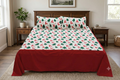 King Size Cotton Bedspread – Christmas Tree & Reindeer Print with Red Border | 100 × 110 Inches