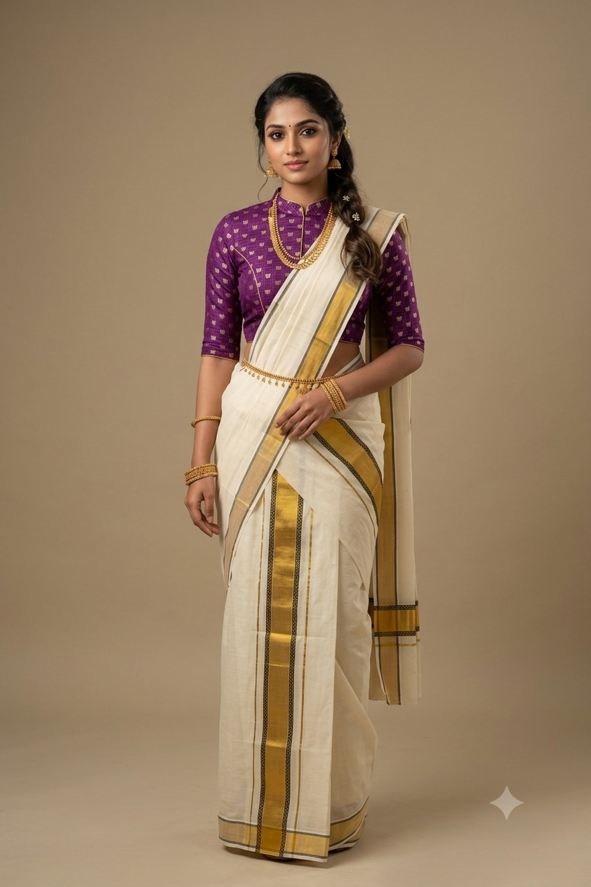 Premium Purple Brocade Silk Fabric with Gold Butta Design – Running Material for Blouse & Midi | 1.10m / 1.50m / 2m