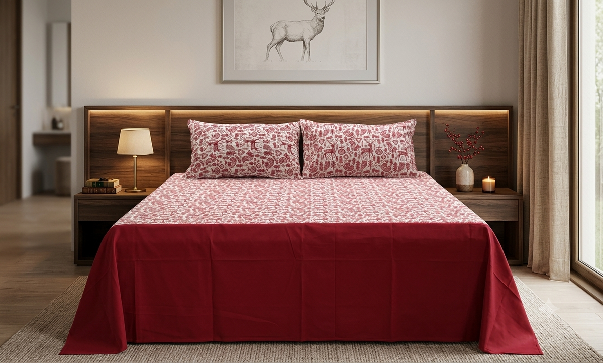 King Size Cotton Bedspread – 100 × 110 Inches | Printed Bed Cover