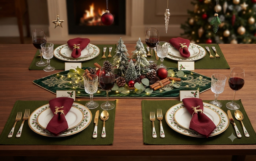 Textured Table Mat – 50 × 35 cm | Elegant Olive Green Ribbed Placemat