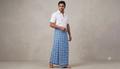 Premium Cotton Checked Kaili Lungi – Sky Blue & Navy (2.10