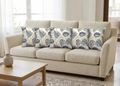 Elegant Blue Floral Leaf Print Cushion Covers – Set of 5