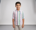 Kids Full Sleeve Cotton Striped Shirt – Pink Multi-Color Casual Button-Down Shirt for Boys