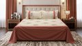 Elegant Cotton Blend Bedspread with Floral Print & Lace Border – 100 × 104 Inches