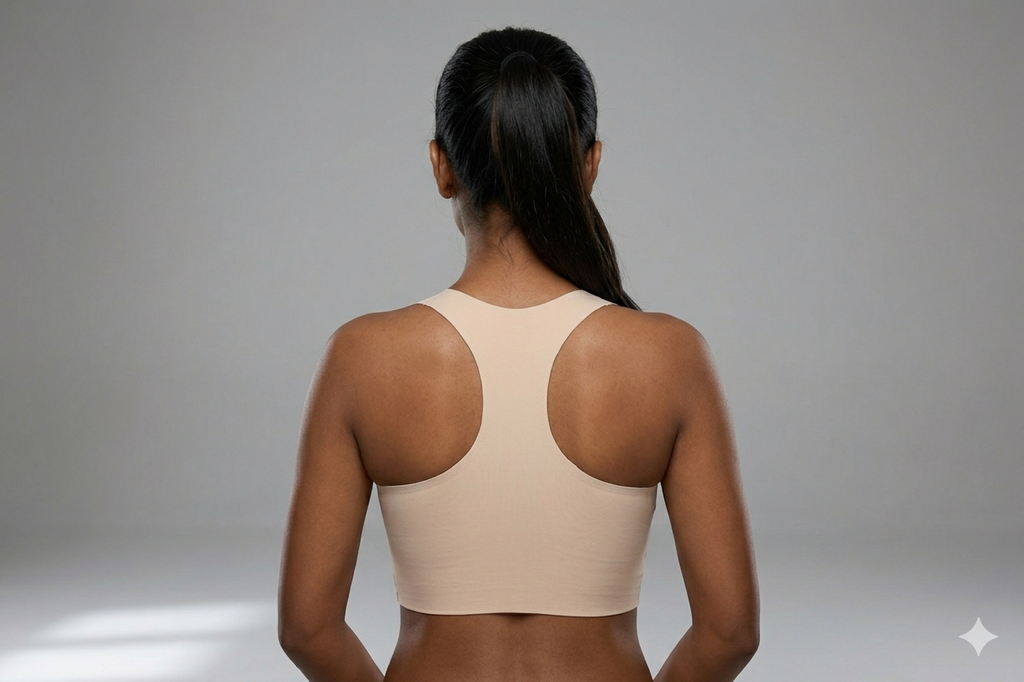 Women’s Seamless Padded Sports Bra – Racerback Yoga & Workout Bra (Skin Beige)