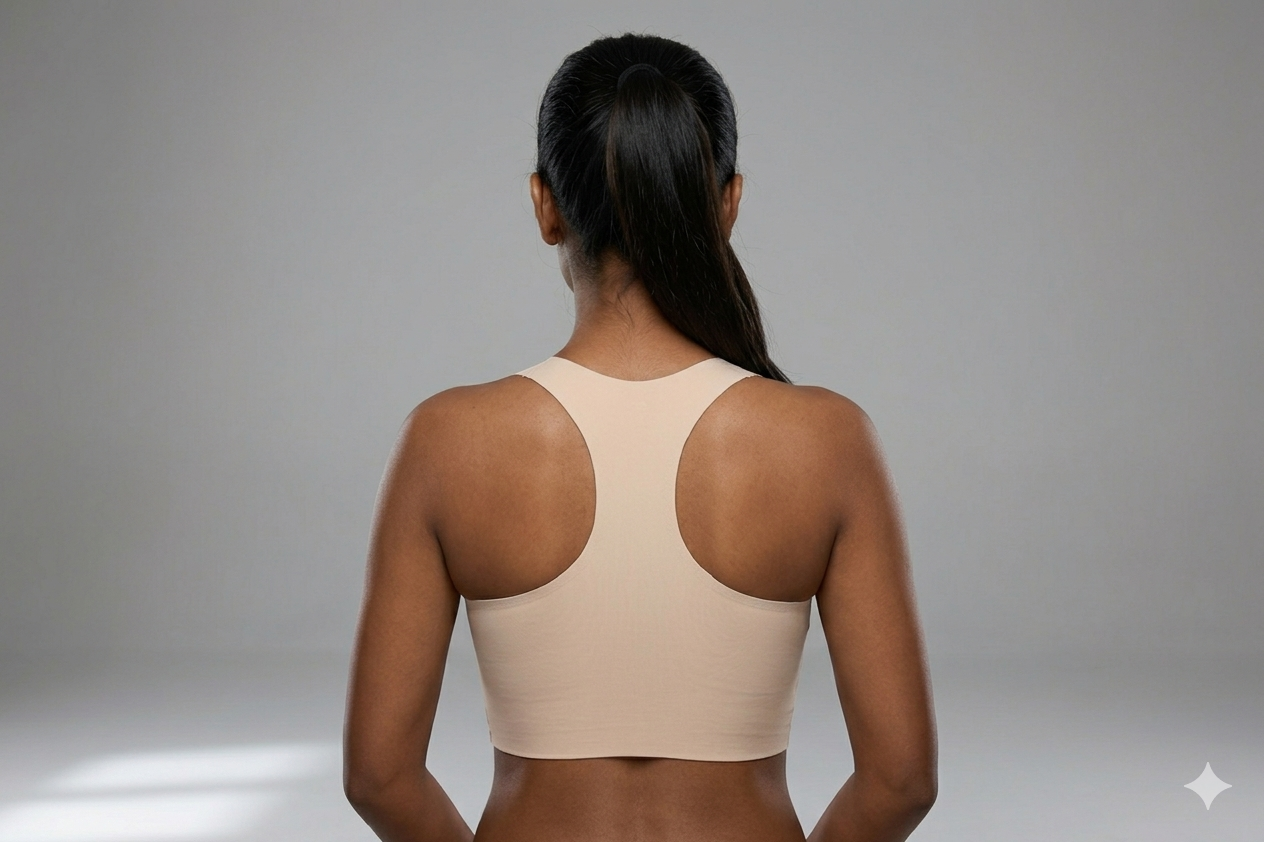 Women’s Seamless Padded Sports Bra – Racerback Yoga & Workout Bra (Skin Beige)