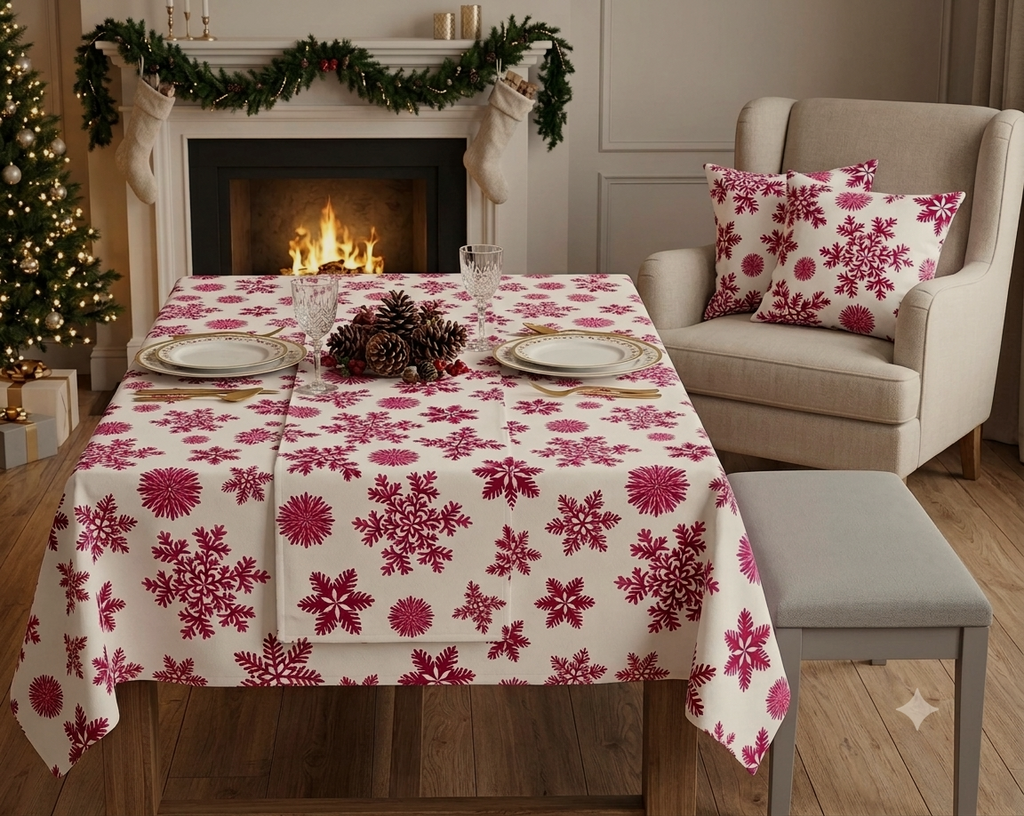 Red Snowflake Printed Fabric – 60 Inch Wide Running Material for – Nushio by Pulpel