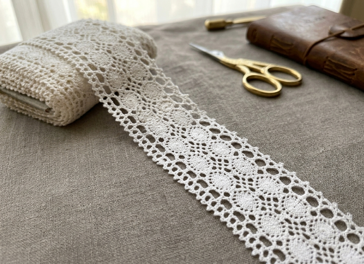 White Crochet Lace Trim – Decorative Lace Border for Sewing & Craft | 10M / 15M