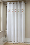 Embroidered Floral Cotton Curtain with Lace Border – White (2.10m x 122cm)