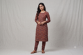 Rust Red Floral Print Soft Cotton Dress Material Set | Unstitched Top & Bottom Fabric | 44" Width