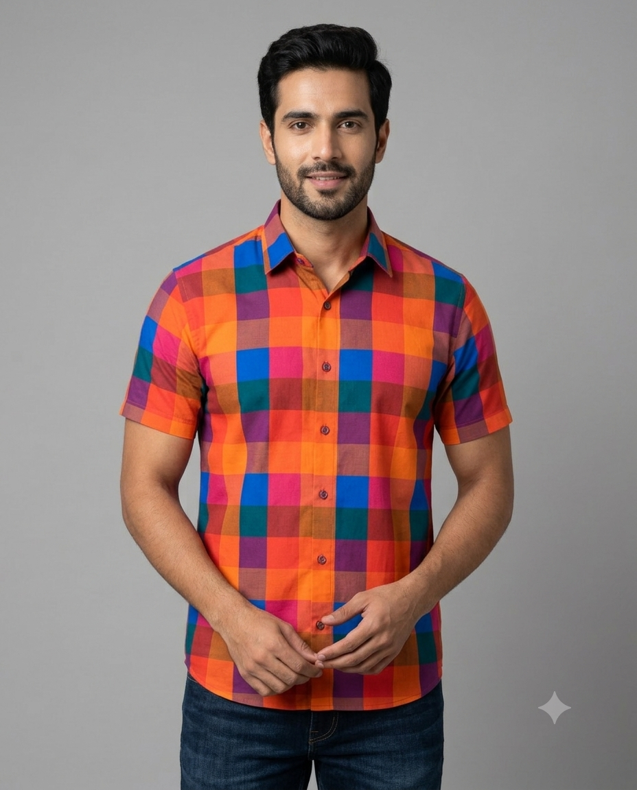 Semi Linen Madras Check Running Material – 44 Inch Width | Multicolor Checks Fabric for Ladies, Men's & Kids Wear