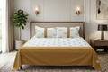 Elegant Floral King Size Bedspread Set – White & Mustard | 100" x 100"